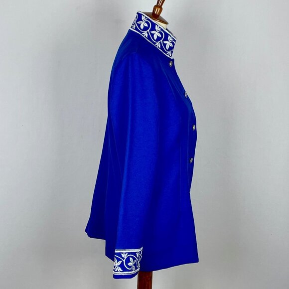 NWT Vtg 90s Helene Blake Long Sleeve Top Sz 12 Royal Blue Silver Formal Event - Picture 3 of 6